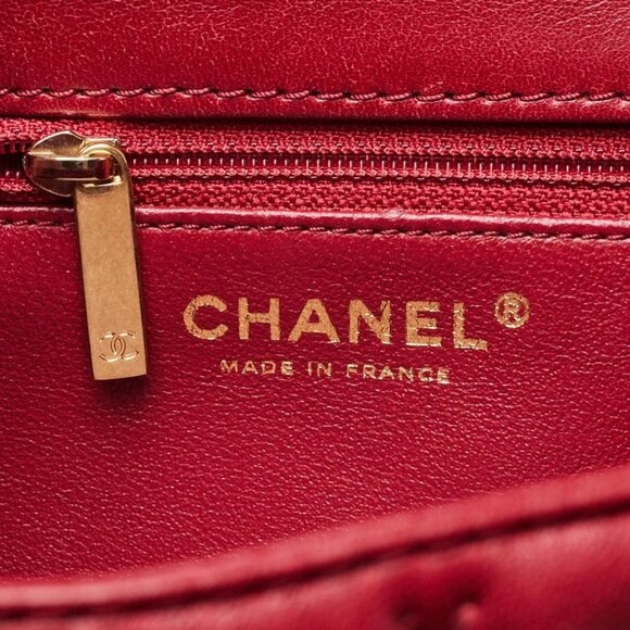 Chanel Red Quilted Cross Stitch Leather Small Coco Handle Bag - Picture 8 of 11